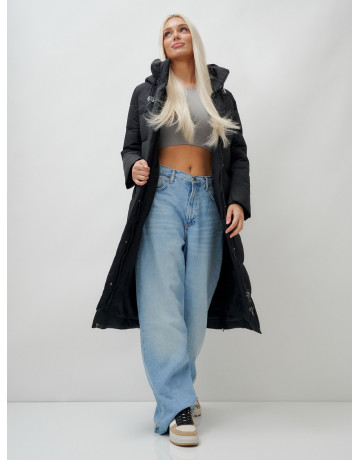 Длинный зимний пуховик с капюшоном для женщин