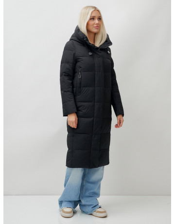 Длинный зимний пуховик с капюшоном для женщин
