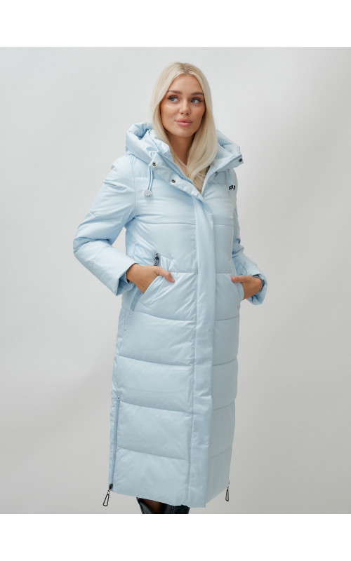 Длинный зимний пуховик с капюшоном для женщин
