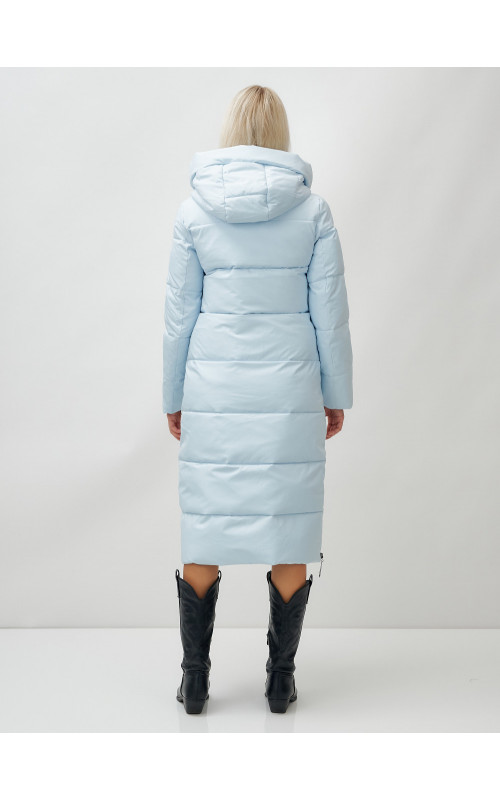 Длинный зимний пуховик с капюшоном для женщин