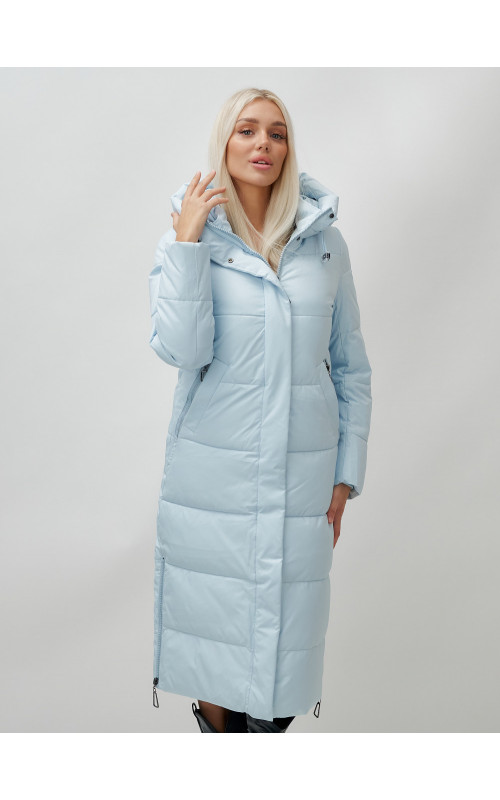 Длинный зимний пуховик с капюшоном для женщин