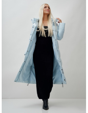 Длинный зимний пуховик с капюшоном для женщин