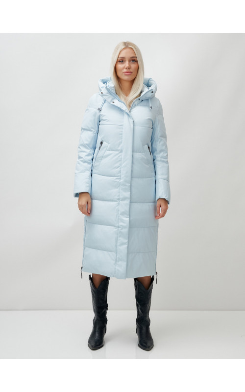 Длинный зимний пуховик с капюшоном для женщин
