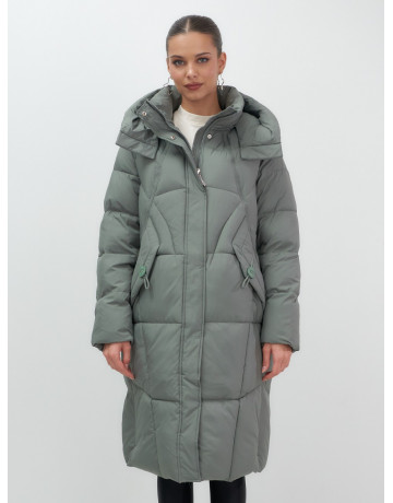 Длинный женский пуховик с капюшоном