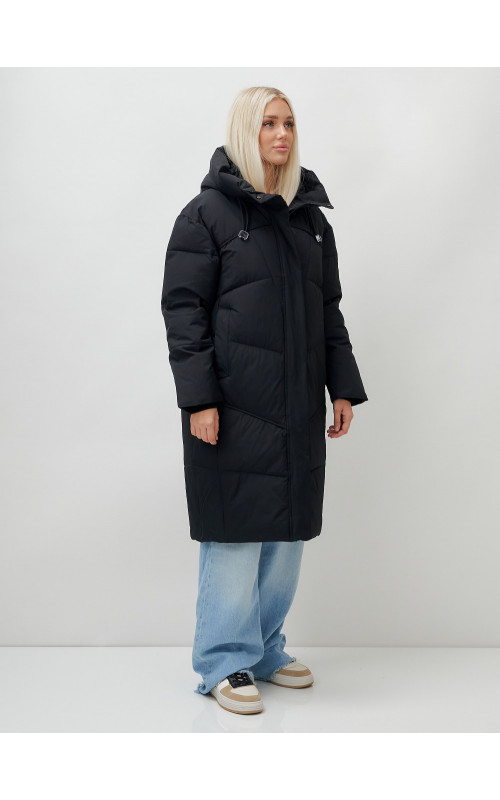 Длинный зимний пуховик с капюшоном для женщин