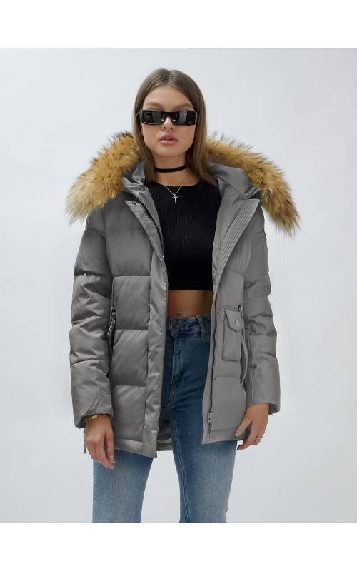 Женская зимняя куртка премиум-класса с мехом енота.