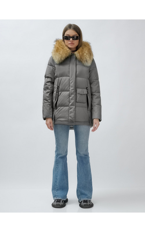 Женская зимняя куртка премиум-класса с мехом енота.