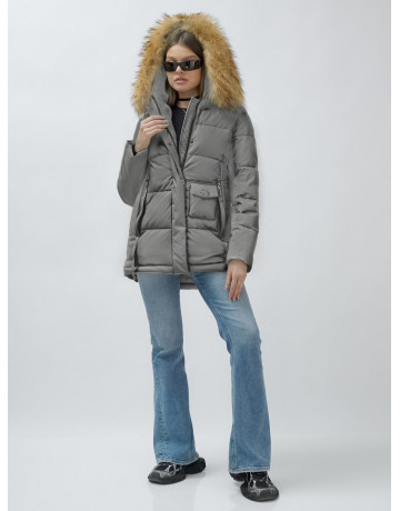 Женская зимняя куртка премиум-класса с мехом енота.