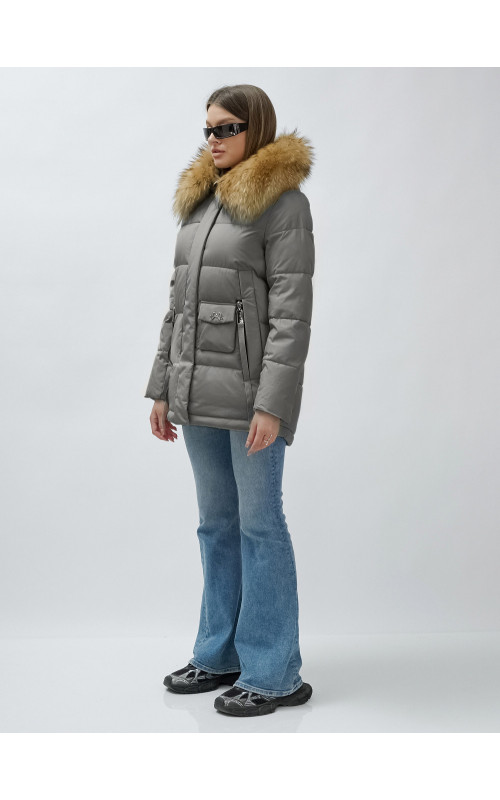 Женская зимняя куртка премиум-класса с мехом енота.