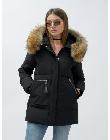 Зимняя женская куртка премиум-класса с натуральной опушкой енота.