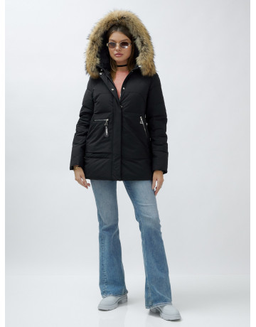 Зимняя женская куртка премиум-класса с натуральной опушкой енота.