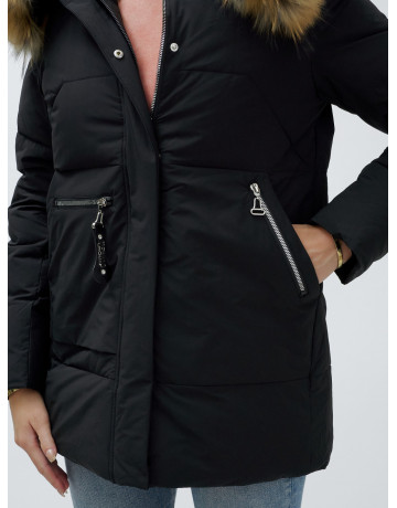 Зимняя женская куртка премиум-класса с натуральной опушкой енота.