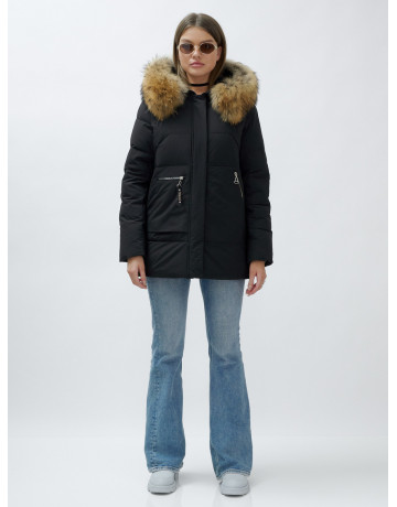 Зимняя женская куртка премиум-класса с натуральной опушкой енота.