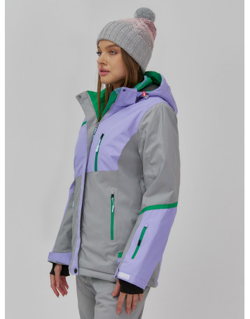 Женская горнолыжная куртка с ярким принтом цвет сиреневый