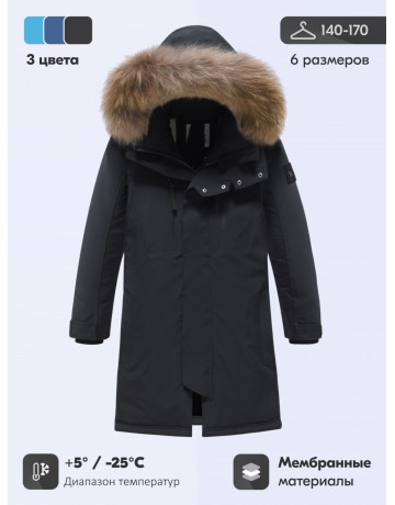 Зимняя парка с мехом енота для мальчика-подростка