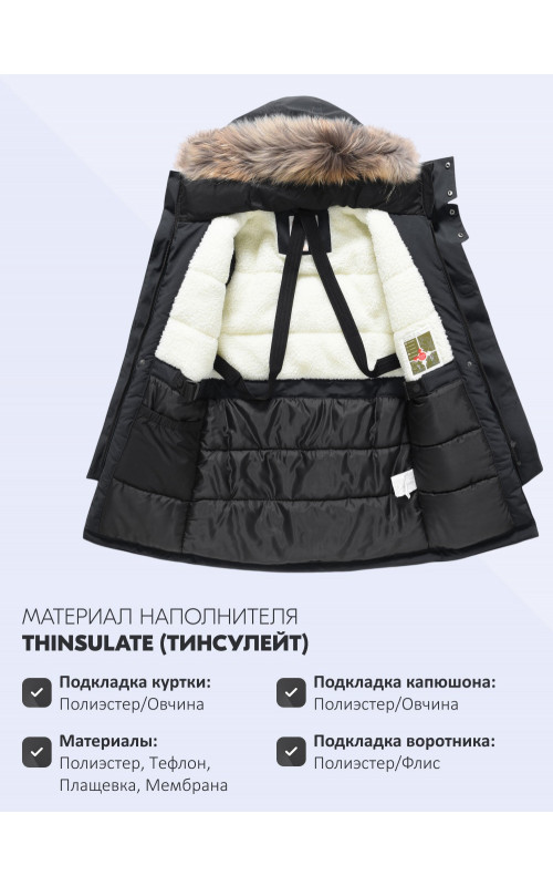 Зимняя парка с мехом енота для мальчика-подростка