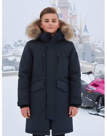 Зимняя парка с мехом енота для мальчика-подростка