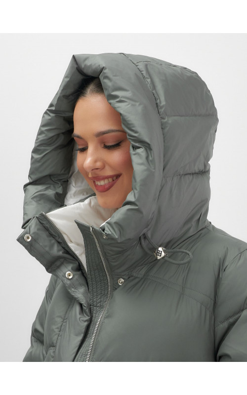 Длинный зимний пуховик для женщин с капюшоном