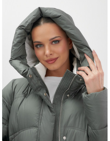 Длинный зимний пуховик для женщин с капюшоном