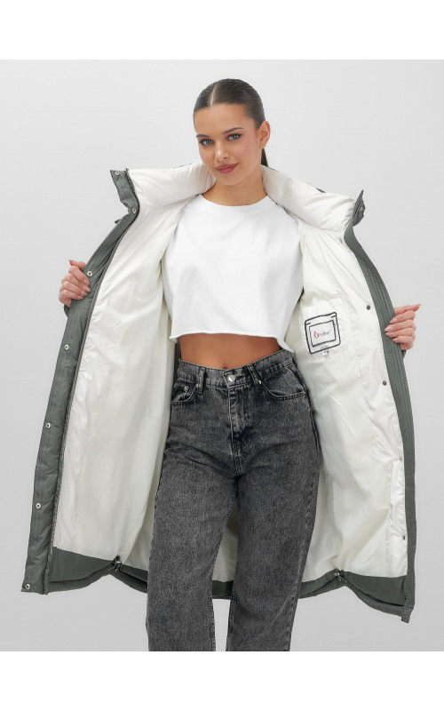 Длинный зимний пуховик для женщин с капюшоном