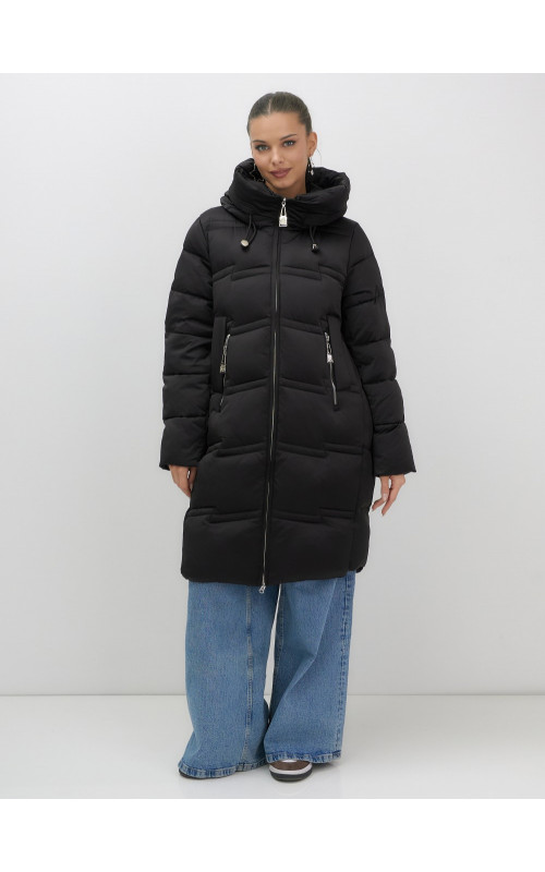 Длинный зимний пуховик для женщин с капюшоном.