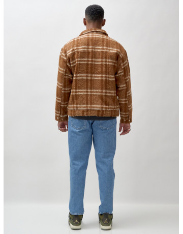 Мужская рубашка из шерсти прямого кроя с флисовой подкладкой.