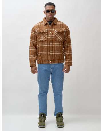 Мужская рубашка из шерсти прямого кроя с флисовой подкладкой.