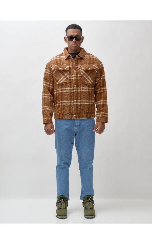 Мужская рубашка из шерсти прямого кроя с флисовой подкладкой.
