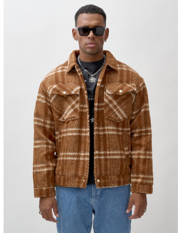 Мужская рубашка из шерсти прямого кроя с флисовой подкладкой.