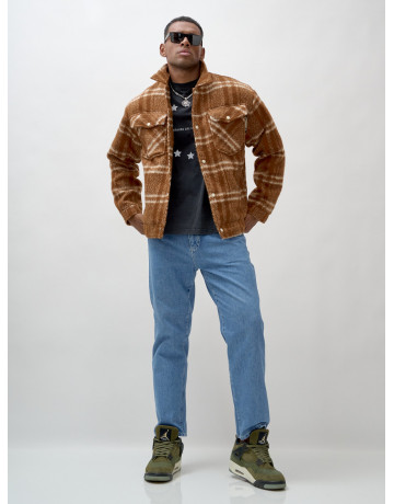 Мужская рубашка из шерсти прямого кроя с флисовой подкладкой.