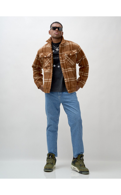 Мужская рубашка из шерсти прямого кроя с флисовой подкладкой.