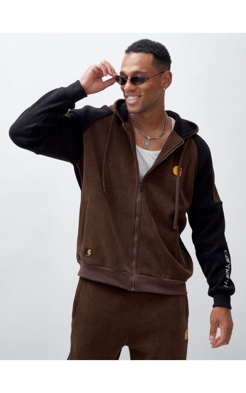 Мужской утеплённый спортивный костюм с начёсом для осени