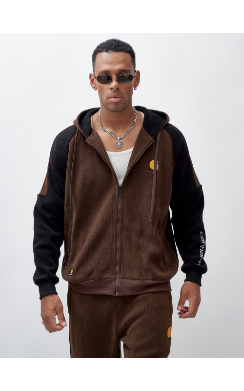 Мужской утеплённый спортивный костюм с начёсом для осени