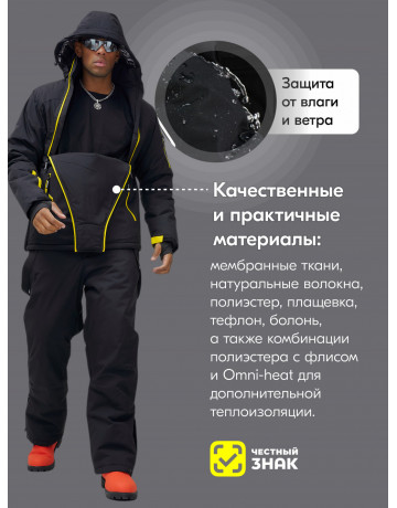 Мужской горнолыжный костюм: куртка-анорак и полукомбинезон