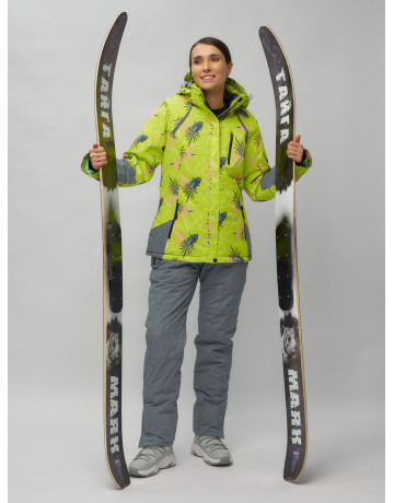 Женский горнолыжный комплект: куртка с цветочным принтом и брюки со съёмными бретелями