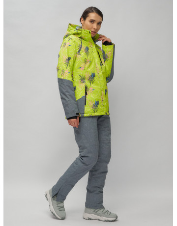 Женский горнолыжный комплект: куртка с цветочным принтом и брюки со съёмными бретелями