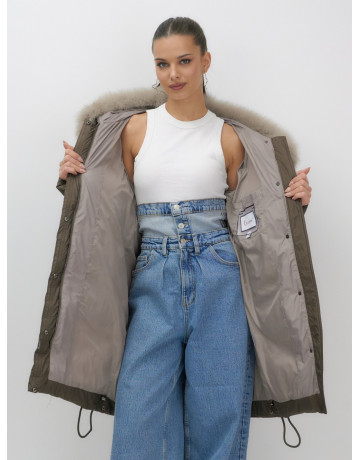 Длинный зимний пуховик премиум-класса с мехом песца