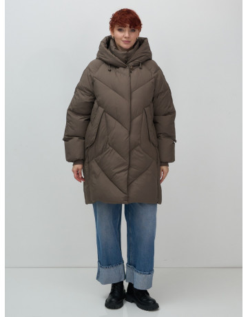 Длинный женский пуховик для зимы.