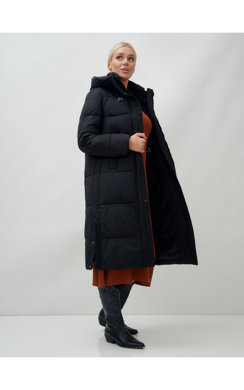 Длинный зимний пуховик для женщин с капюшоном