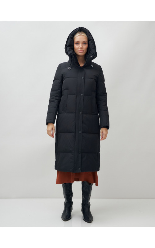 Длинный зимний пуховик для женщин с капюшоном