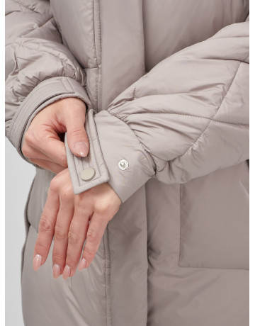 Пуховик с мехом песца для женщин, удлинённый силуэт.