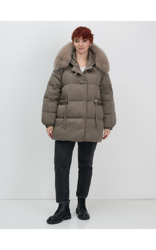 Пуховик с мехом песца, элегантный и стильный, для женщин.
