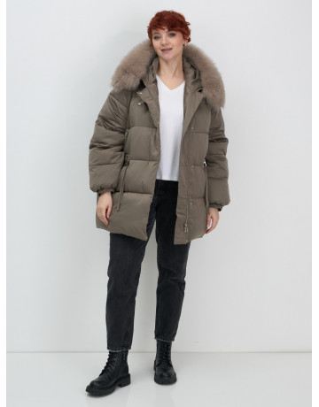 Пуховик с мехом песца, элегантный и стильный, для женщин.