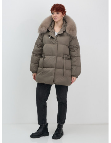 Пуховик с мехом песца, элегантный и стильный, для женщин.