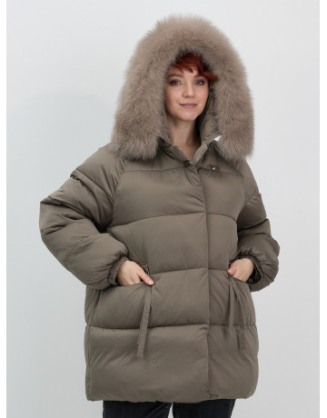 Пуховик с мехом песца, элегантный и стильный, для женщин.