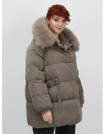 Пуховик с мехом песца, элегантный и стильный, для женщин.