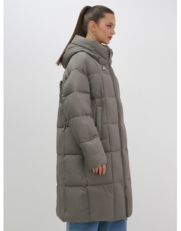 Длинный зимний пуховик с капюшоном для женщин