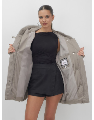 Пуховик с мехом песца, зимний премиум, удлинённый