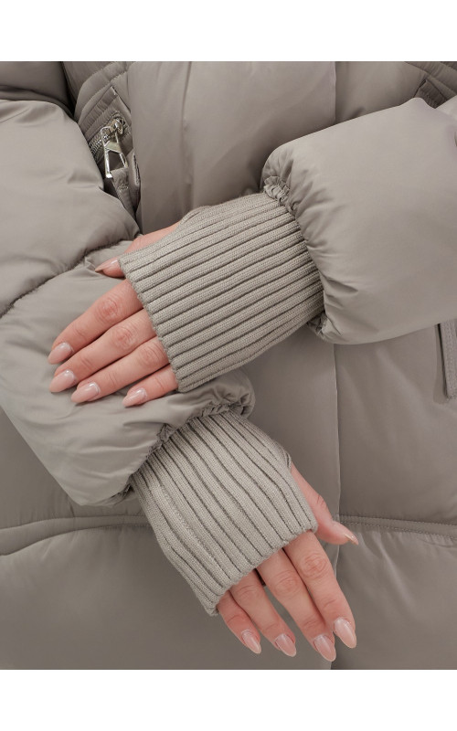 Пуховик с мехом песца, зимний премиум, удлинённый