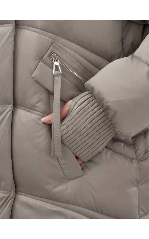 Пуховик с мехом песца, зимний премиум, удлинённый